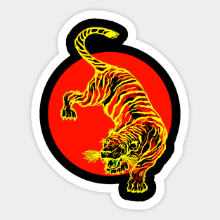 Red and Yellow Tiger Circle Sticker